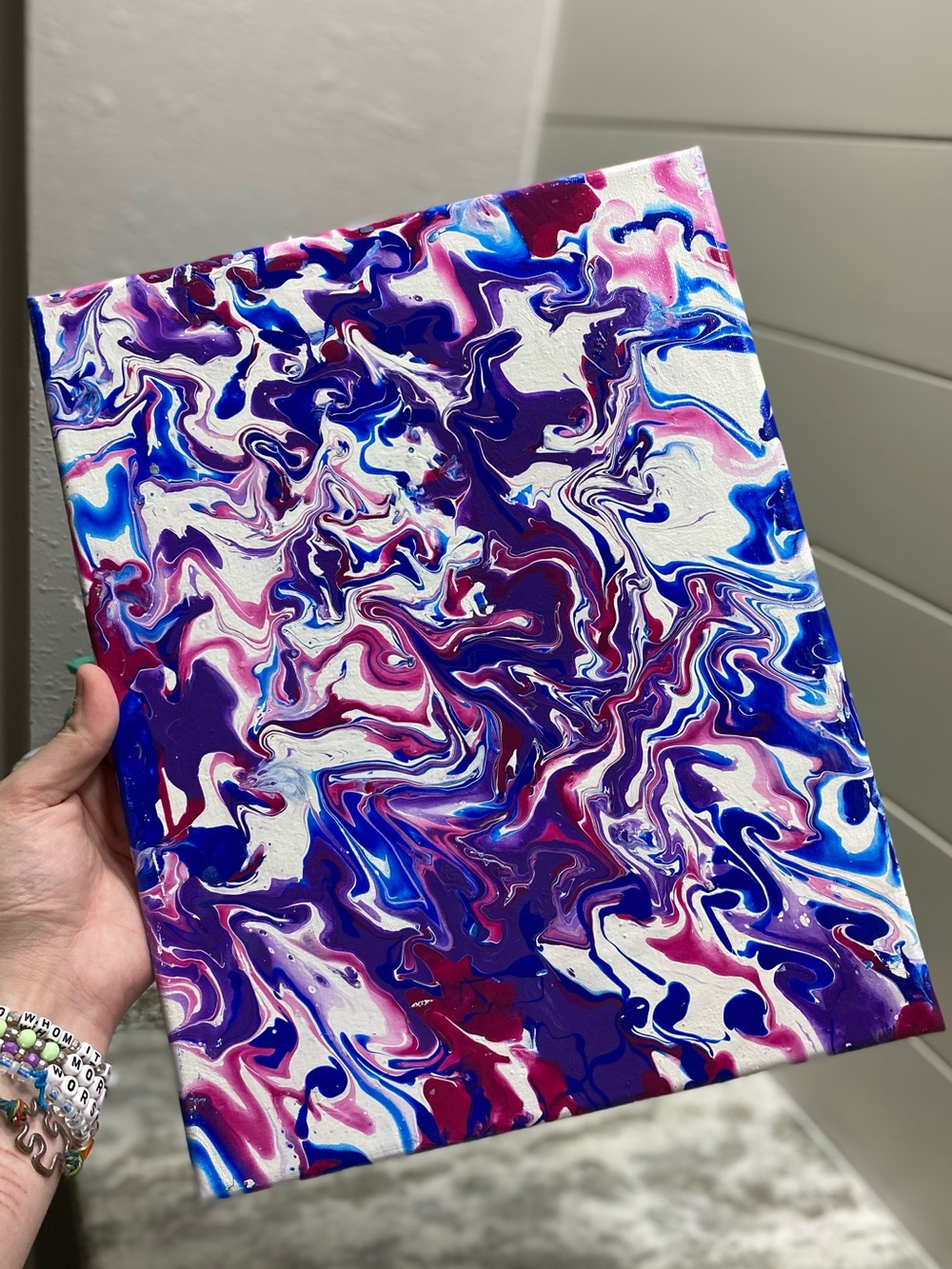Abstract Canvas Art in Blue/Pink/Purple - Picture 4 of 7